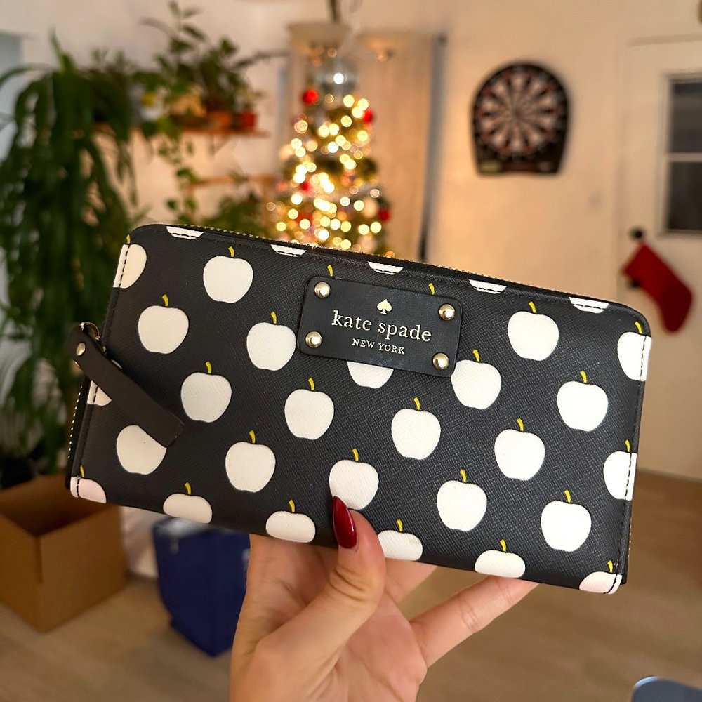 Kate Spade Ellison Ave Neda Continental Zip Wallet, Black/Cream Apple